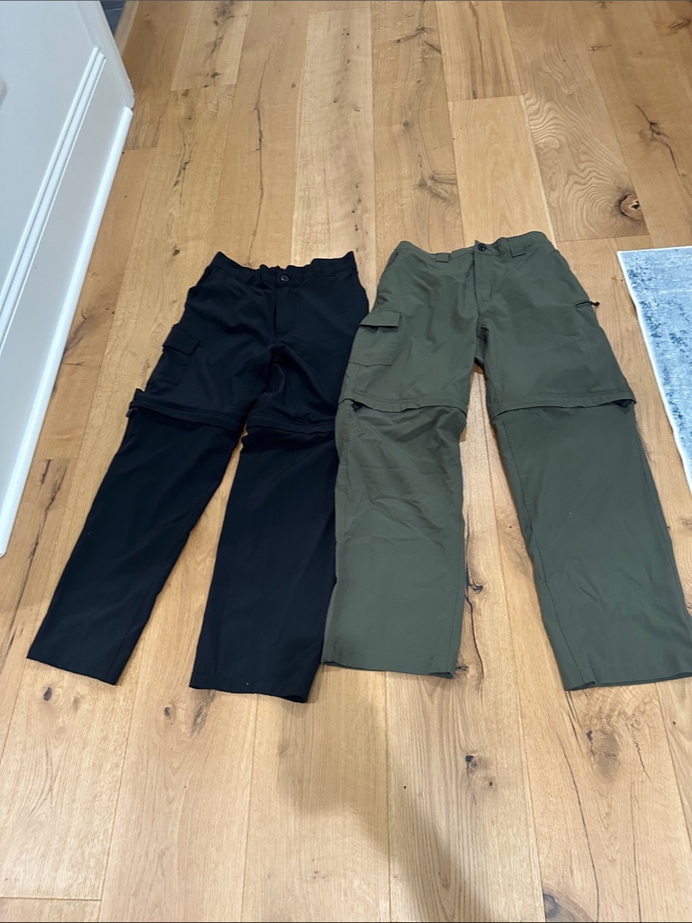 2 pairs Magellan Convertible Cargo Pants - Black & Olive Green, Boys Large 14-16